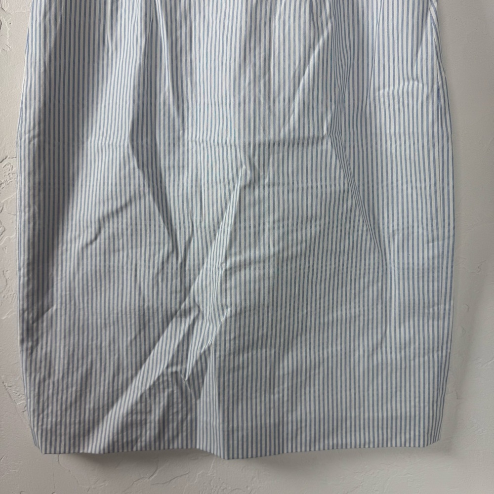 J Crew Dress Pinstripe Print Nautical Blue White Lined Cotton Knit Classic Retro - Picture 3 of 11